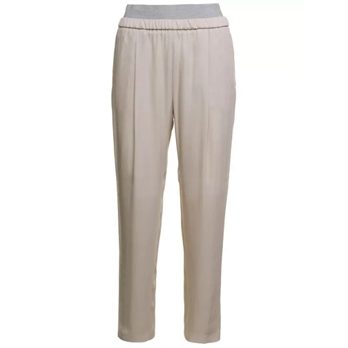 Fabiana Filippi Off-White Loose Pants With Grey Elastic Waistband  Neutrals Hosen
