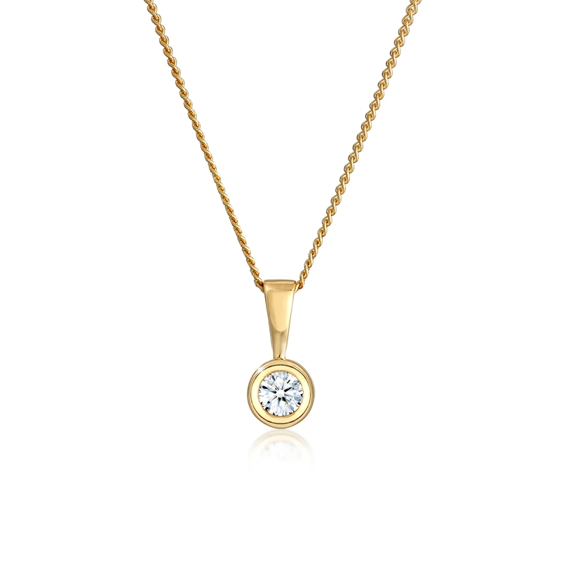 Elli Mittellange Halskette Halskette Solitär Rund Kreis Diamant (0.11 ct.) 58 weiss