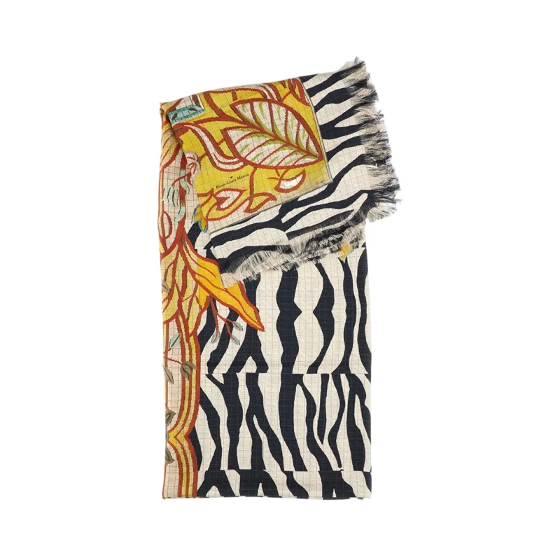 Pierre-Louis Mascia Écharpe légère Multicolor Graphic Silk Scarf With Fringed Edges Multicolor