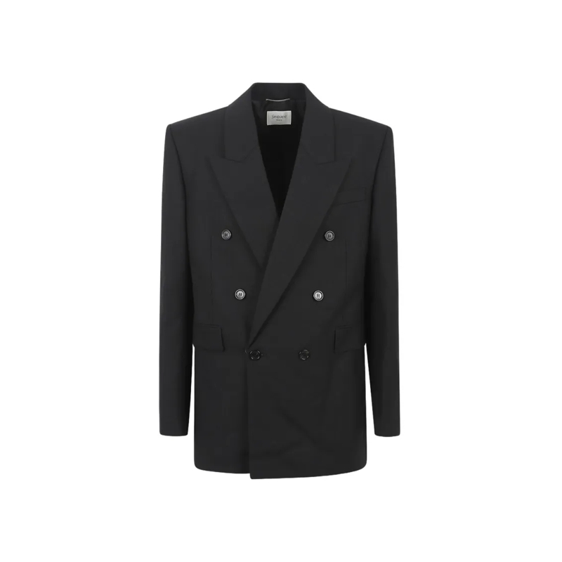 Saint Laurent Blazer Double Breasted Tailored Jacket With Classic Lapel Black