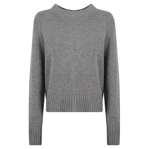 Allude Pull Heather Grey Virgin Wool-Cashmere Blend Crew Neck  Grey