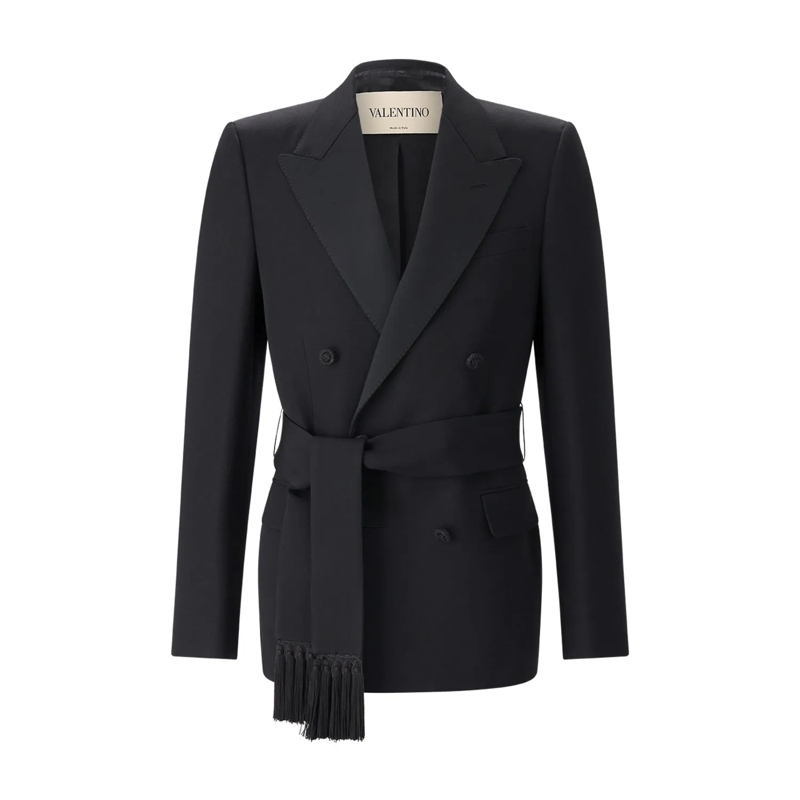 Valentino Garavani Veste de costume Zweireihiges Sakko aus Schurwolle schwarz
