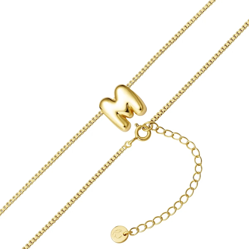 Glanzstücke München Mittellange Halskette Sterling Silber Halskette Buchstabe M gold(Image 3)