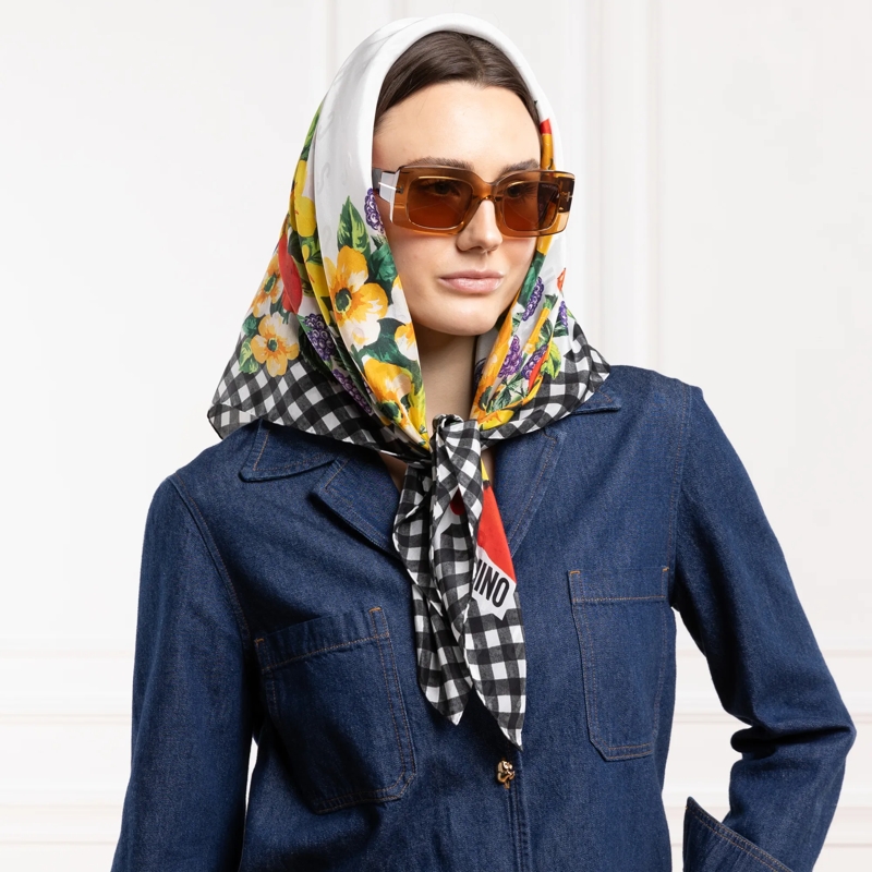 Moschino Leichter Schal 100% Silk Jaqcuard Printed Square Moschino Multicolored(Image 2)