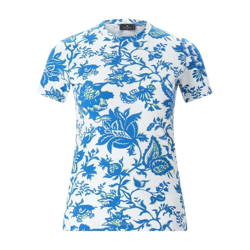 Etro T-Shirt T-Shirt mit floralem Muster blau