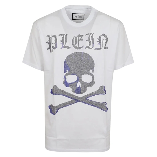 Philipp Plein T-Shirts Round Neck Skull & Bones T-Shirt White