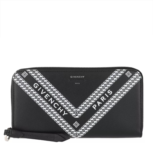 Givenchy Wing Long Zip Wallet Black/White Portemonnaie mit Zip-Around-Reißverschluss