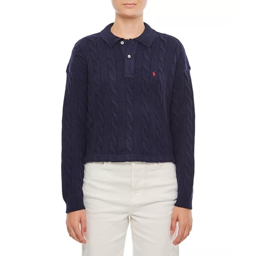 Polo Ralph Lauren Long Sleeve Knit Polo Shirt Blue 