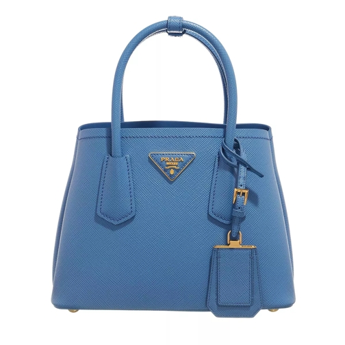 Prada Double Handbag Saffiano Leather Blue Tote