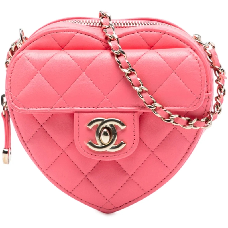 Chanel Schultertasche Mini Lambskin CC in Love Heart Crossbody rose