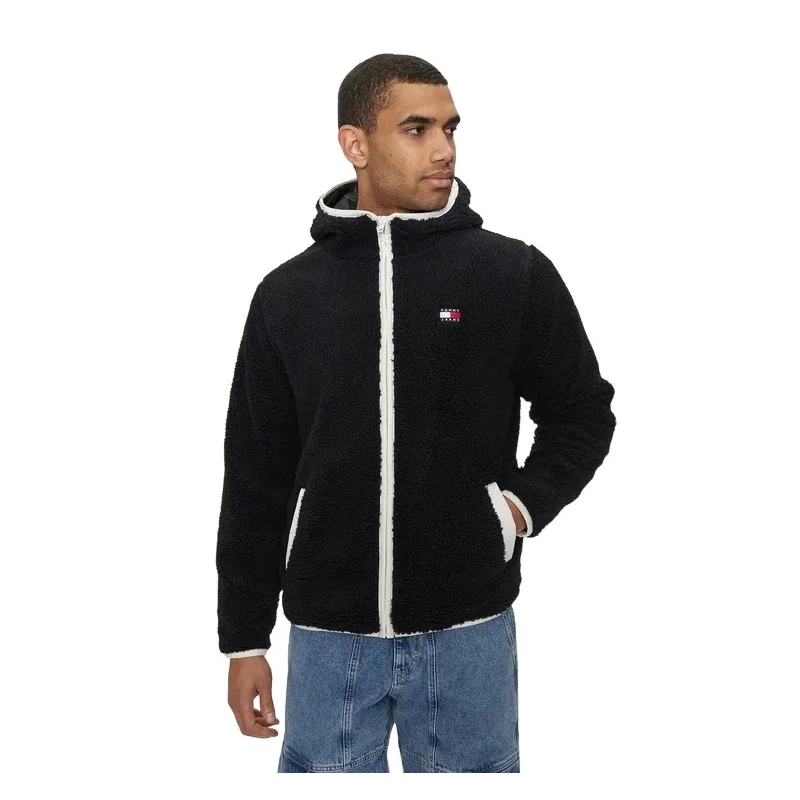 Tommy Jeans  Black Jacket With Zip Closure And Hood Black