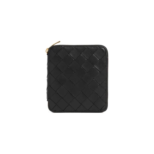 Bottega Veneta Leather Wallet Black Portemonnaie mit Zip-Around-Reißverschluss