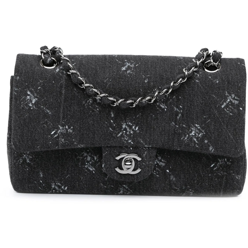 Chanel Sac à bandoulière Medium Denim Double Flap schwarz