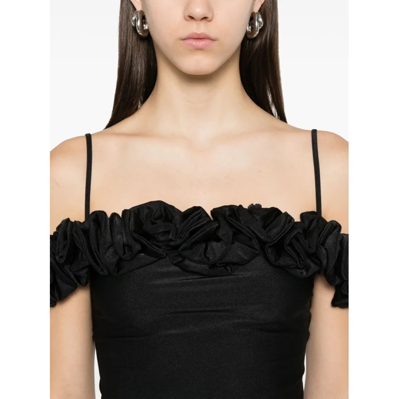 Coperni Bluse Off-Shoulder Top With Ruffled Neckline Black