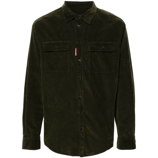 Dsquared2 Corduroy Cotton Shirt Green Skjortor