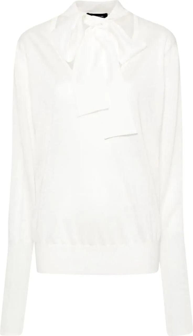 Thumbnail - Fabiana Filippi - Relaxed Fit Knitwear With Deep V-Neck - Größe 42 - weiß