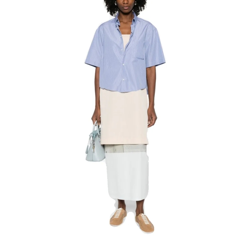 Maison Margiela T-Shirt Boxy-Fit Short-Sleeved Shirt With Vertical Stripes Blue