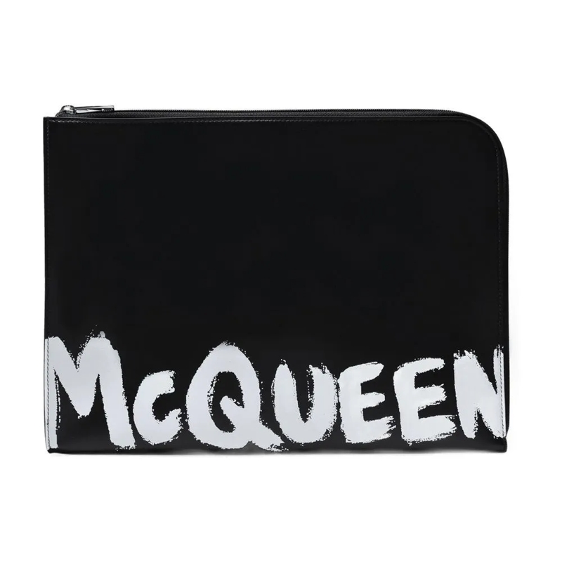 Alexander McQueen Geldbörse A4 Zip Pouch In Black Leather Black