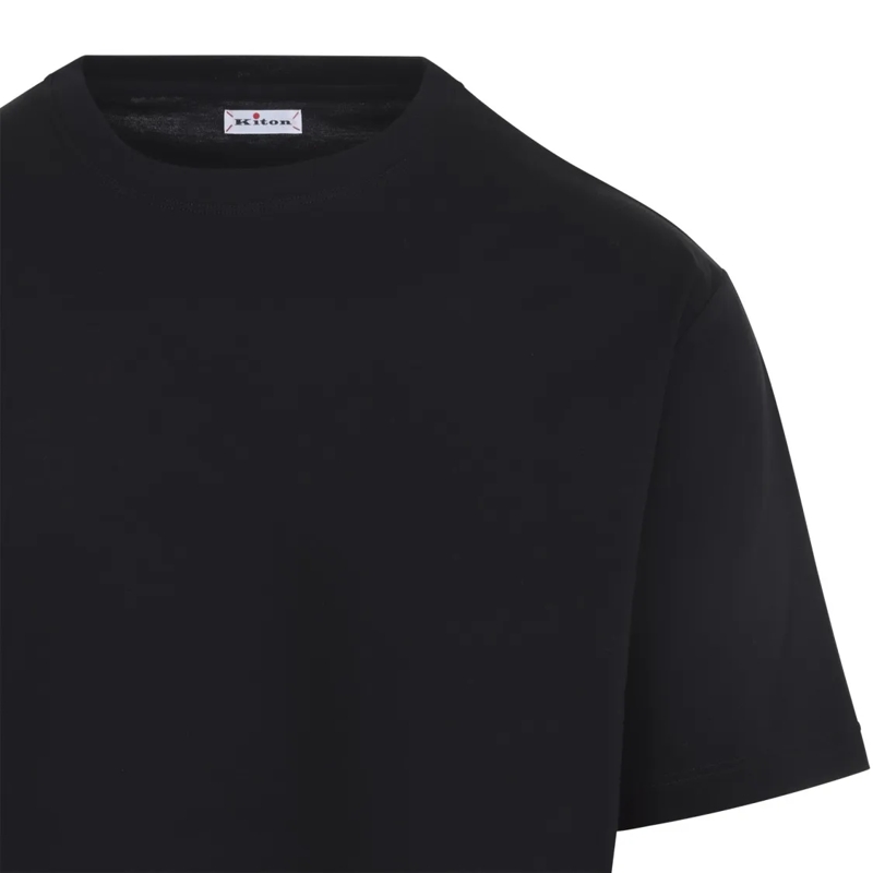 Kiton T-Shirt Black Crew Neck T-Shirt In Cotton Black