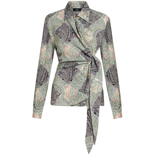 Etro Multicolor Patchwork-Print Wraparound-Style Shirt Multicolor Hemden