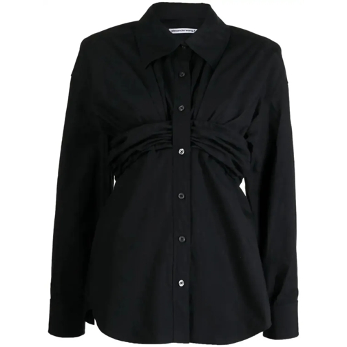 Alexander Wang Hemden Ruched-Detail Cotton Shirt Black