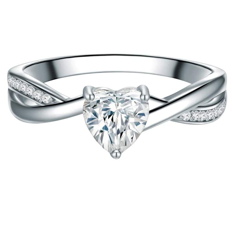 Trilani Ring Sterling Silber Ring Zirkonia Herz silber