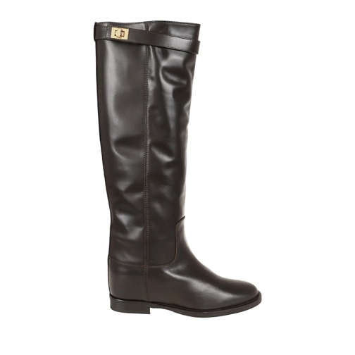 Via Roma 15 Stiefel Hammered Leather Knee-High Boot Brown