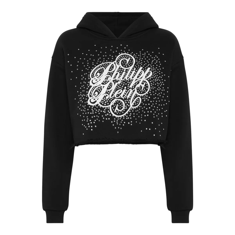 Philipp Plein Top Kapuzen-Sweatshirt Verziert schwarz
