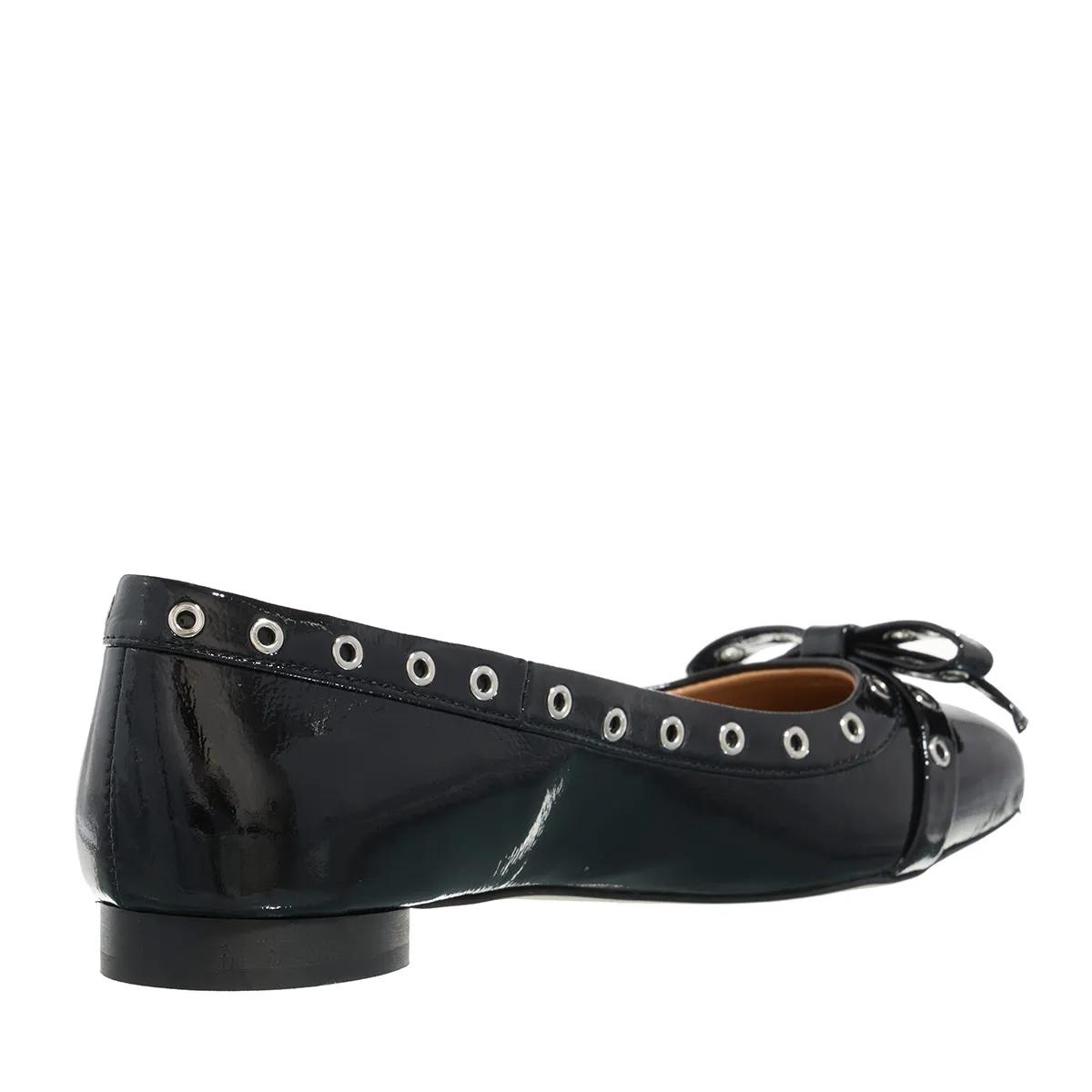 GANNI Eyelets Bow Ballerina Naplack Black | Ballerinas