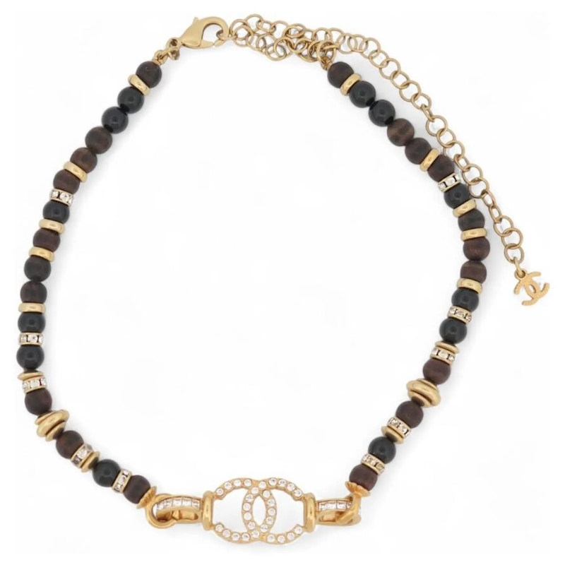 Chanel Mittellange Halskette NEUE CHANEL CC LOGO CHOKER-HALSKETTE MIT STRASS UN gold