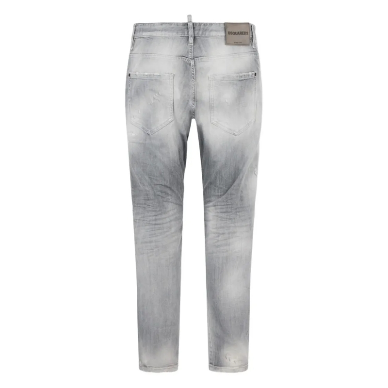 Dsquared2 Jeans Slim Fit Light Grey Distressed Jeans With Tapered  White(Image 4)