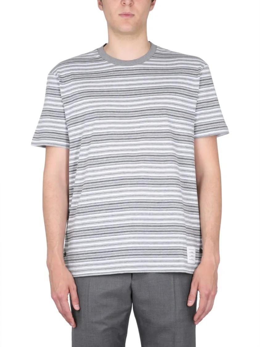 Thumbnail - Thom Browne - Striped T-Shirt - Größe 3 - grau