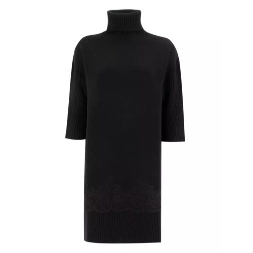 Ermanno Scervino Black High Necked Wool Dress Black 