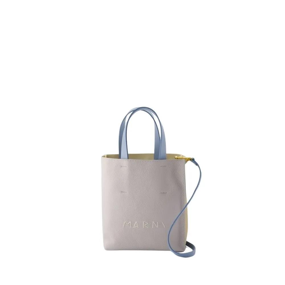 Marni Tote - Museo Soft Mini Shopper Bag - Leather - Blue - Gr. unisize - in Blau - für Damen