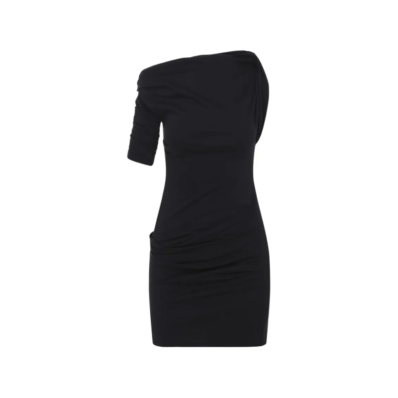 Jacquemus Mini-jurk Asymmetrical One-Shoulder Bodycon Mini Dress With  Black