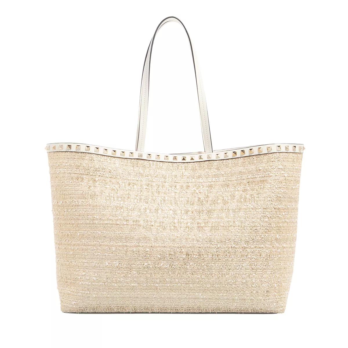 Valentino Garavani Tote - Rockstud Leather Tote - Gr. unisize - in Beige - für Damen