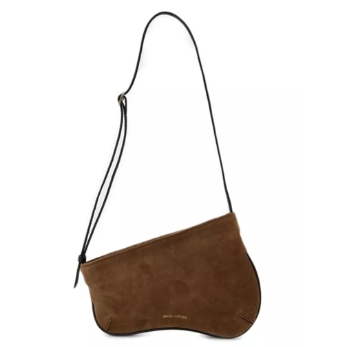 Manu Atelier Mini Curve Hobo Bag - Mocha/Black - Leather Brown Minitasche