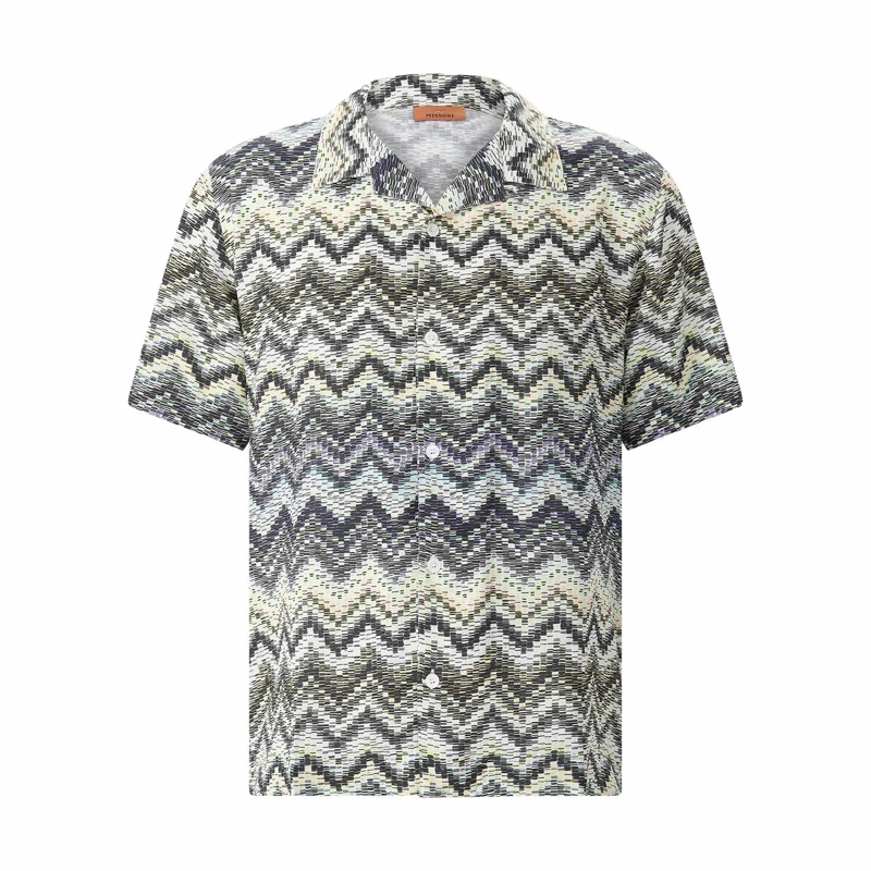 Missoni Hemd Kurzarmhemd mit Muster grün