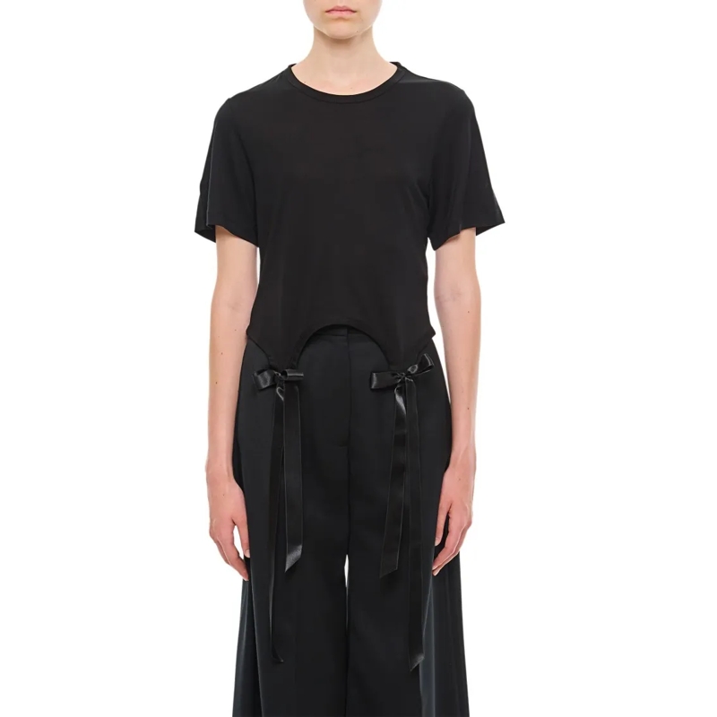 Simone Rocha T-shirt Easy T-Shirt W/ Bow Tails Black