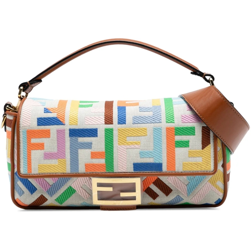 Fendi Sac à bandoulière Zucca Embroidered Canvas Baguette Satchel braun