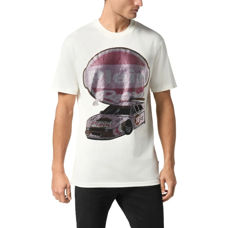 Philipp Plein T-Shirt T-Shirt Racing Mit Schmucksteinen weiss(Image 2)