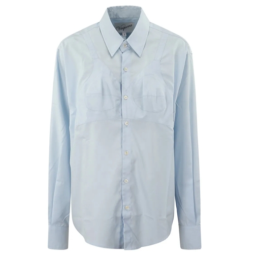 Vaquera Chemises Cotton Shirt With Visible Stitching Blue