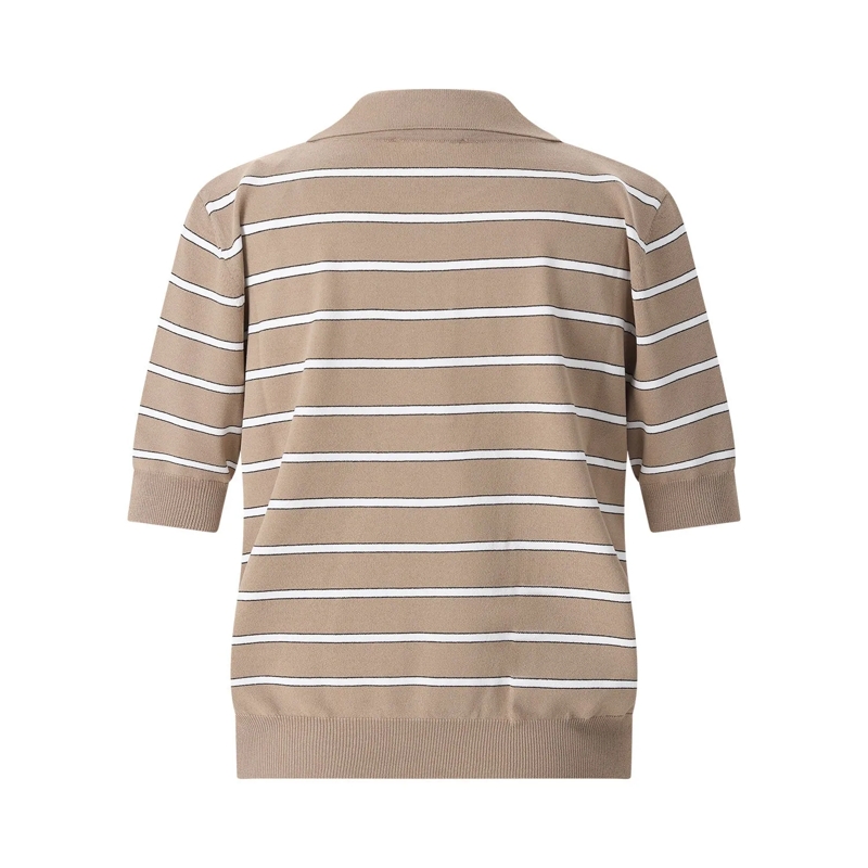 Riani Pullover Gestreiftes Poloshirt braun(Image 2)