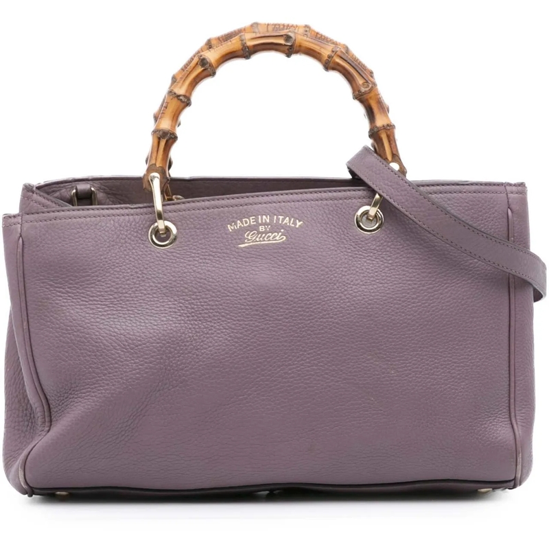 Gucci Sac à bandoulière Medium Calfskin Bamboo Shopper Satchel lila