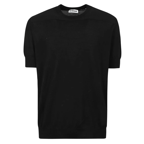 Jil Sander T-shirts Ribbed Elastic Crew Neck Wool T-Shirt Black