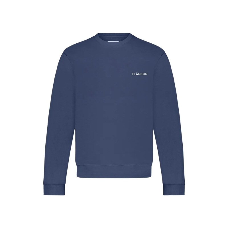 Flâneur  Essential Logo Sweater | Deep Blue blau