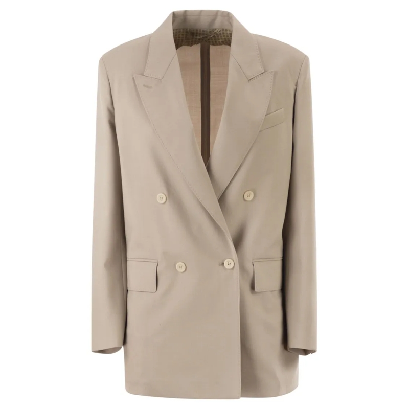 Max Mara Blazer Mxmmitico - Double-Breasted Blazer In Wool/Mohair/ Neutrals