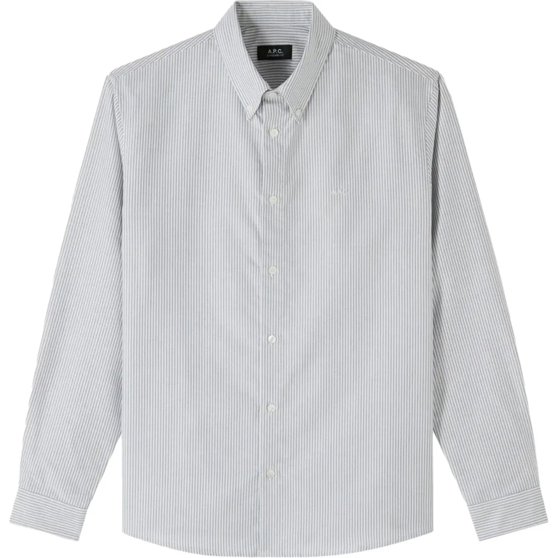 A.P.C. Legeres Oberteil hemd streep blauw groen grün