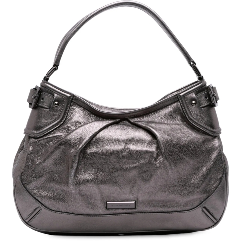 Burberry Sac à bandoulière Metallic Leather Fairby Hobo grau