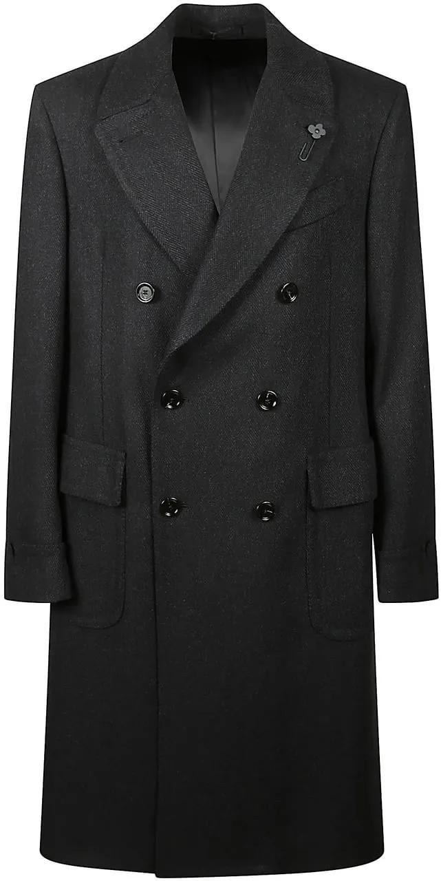 Lardini - Ulster Coat Black - Größe 48 - schwarz
